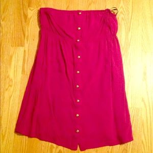 Magenta button-down mini dress